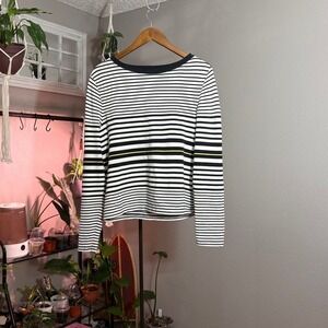 Charter ClubStriped Tunic Top With‎ Button Detail Women's Long Sleeve Shirt M
